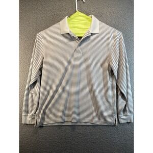 Roundtree & Yorke Men's L Long Sleeve Black w/White Stripes Cotton Knit